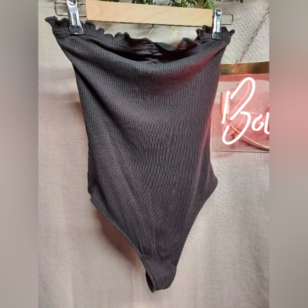 Urban outfitters, out from under, dark gray, ribbed, tube/strapless, bodysuit